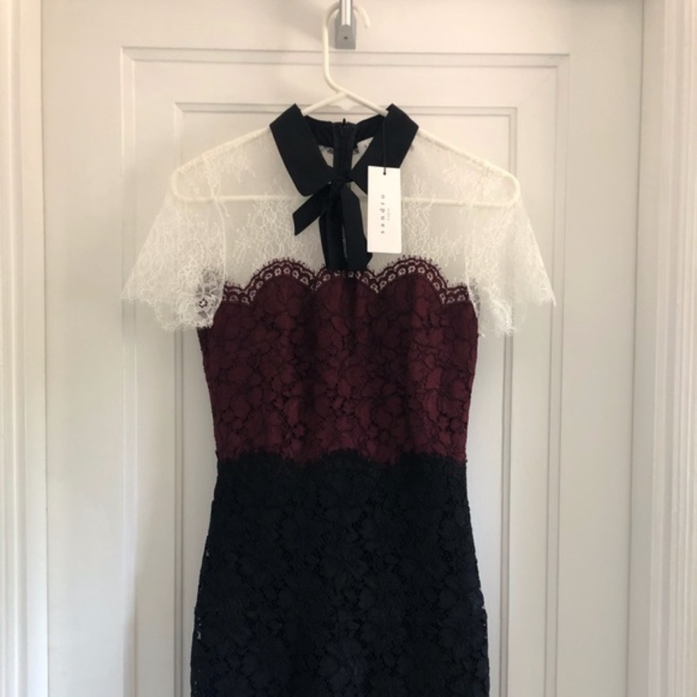 New Sandro Rozen Black Lace Dress - Picture 6 of 11